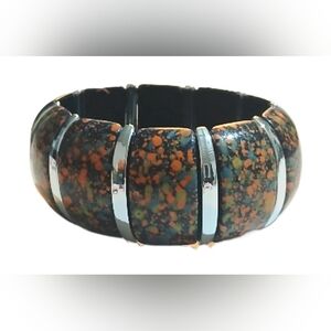 Chunky Black and Orange Bracelet